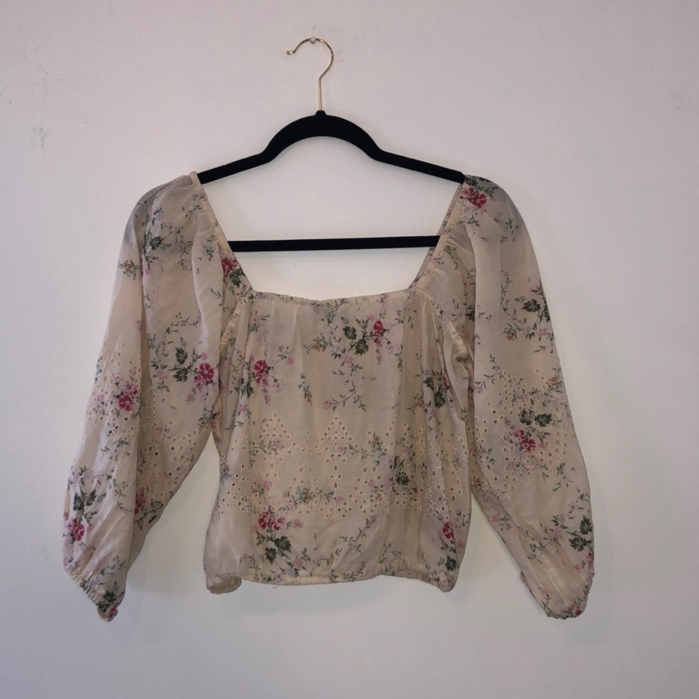 American Eagle Embroidered Floral Top